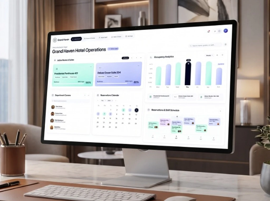 Hotel Management Dashboard Desktop View